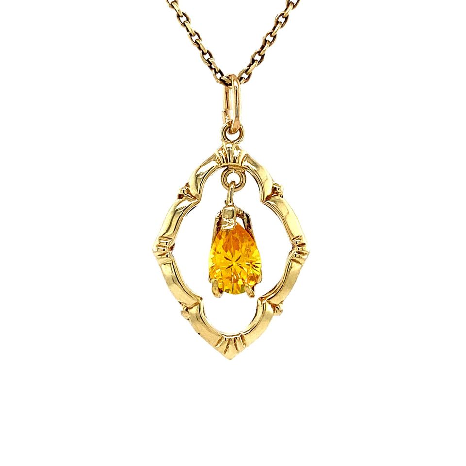 Vintage 14K Gold Pendant with Cubic Zirconia