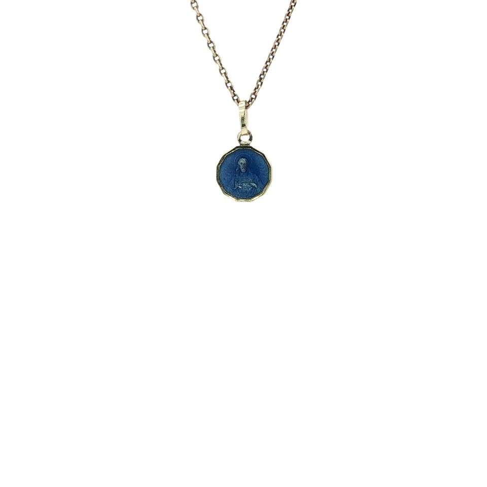 Vintage 14K Gold Pendant with Enamel