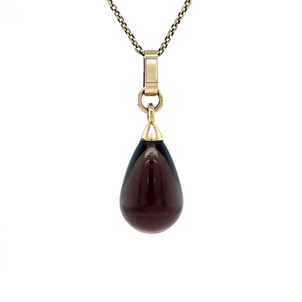 Vintage 14K Gold Pendant with Smoky Quartz