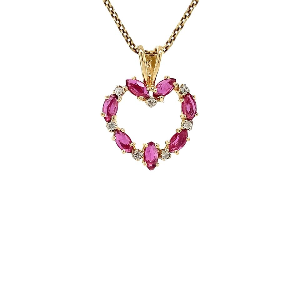 Vintage 14K Gold Pendant with Ruby and Diamond