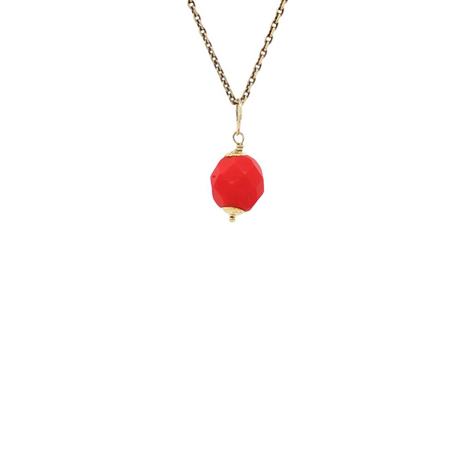 Vintage 14K Gold Pendant with Colored Stone