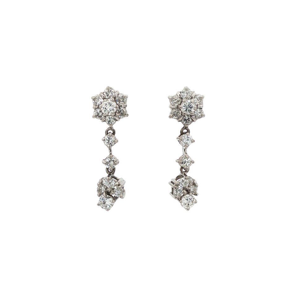 Vintage 18K White Gold Earrings with Diamond