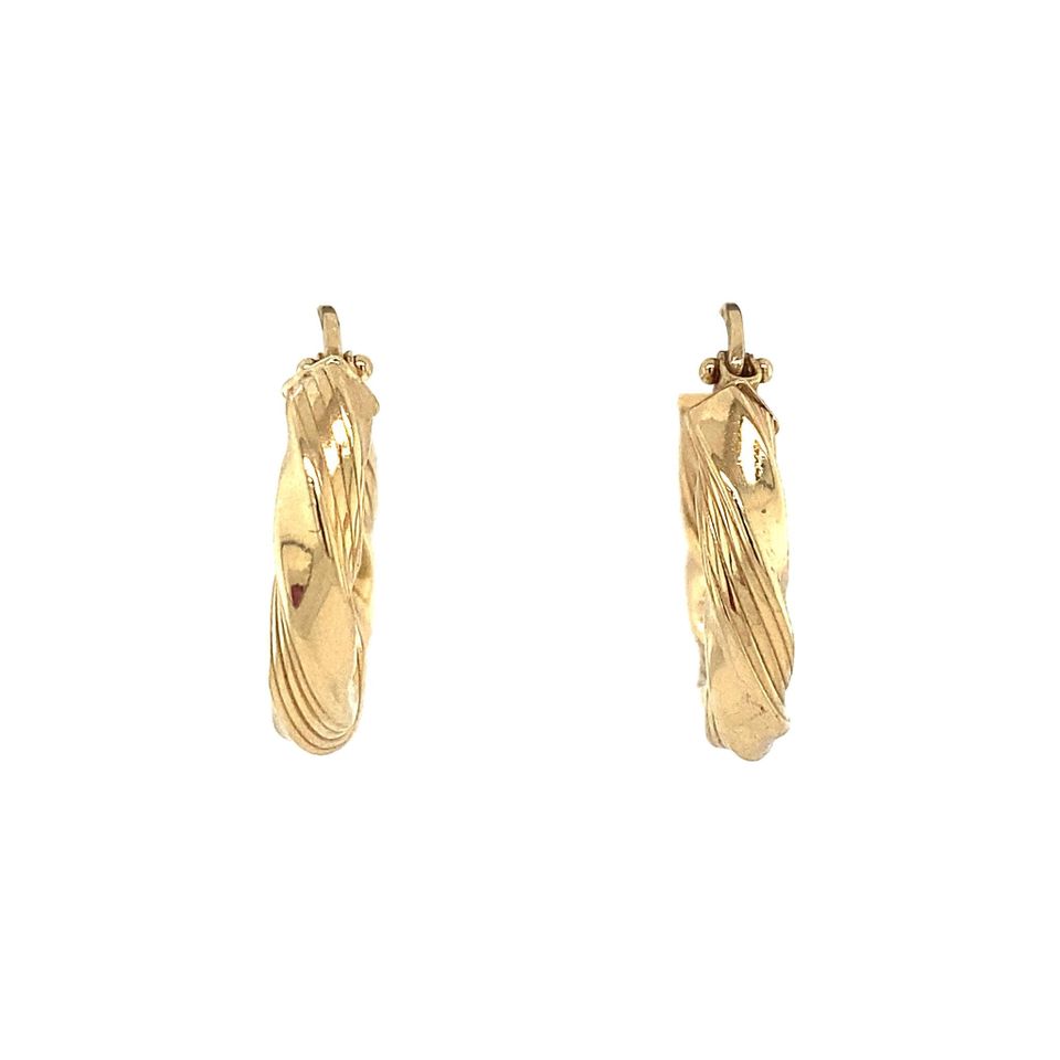 Vintage 14K Gold Twisted Hoop Earrings