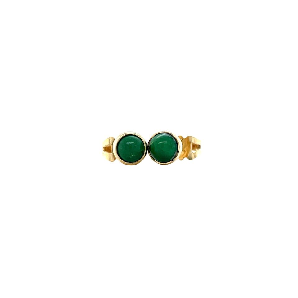 Vintage 14K Gold Solitaire Stud Earrings with Green Turquoise