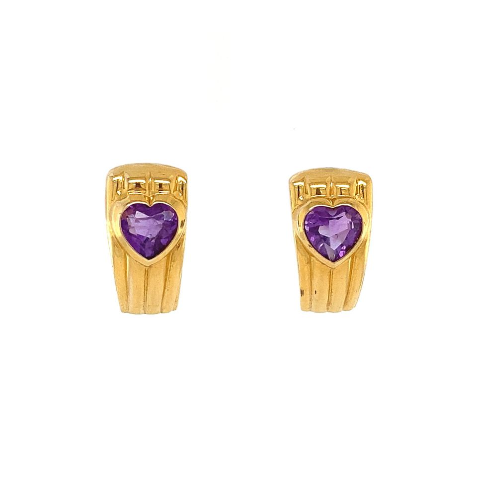 Vintage 9K Gold Earrings with Amethyst