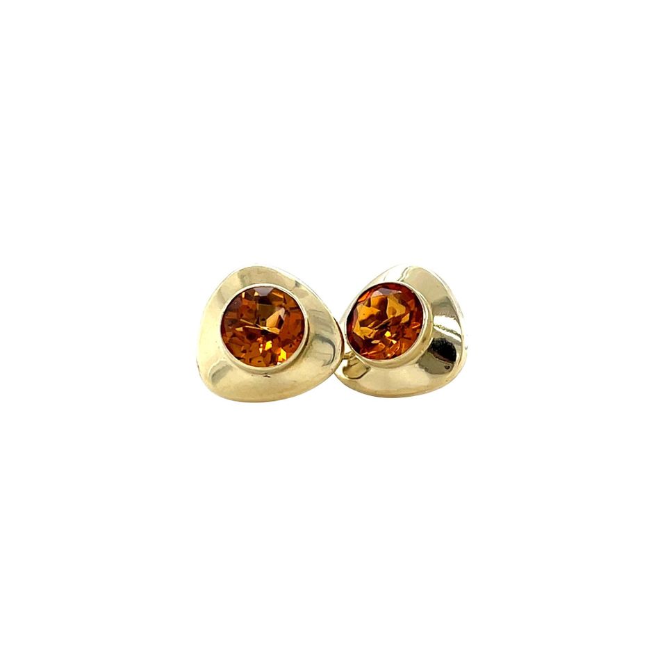 Vintage 14K Gold Stud Earrings with Citrine