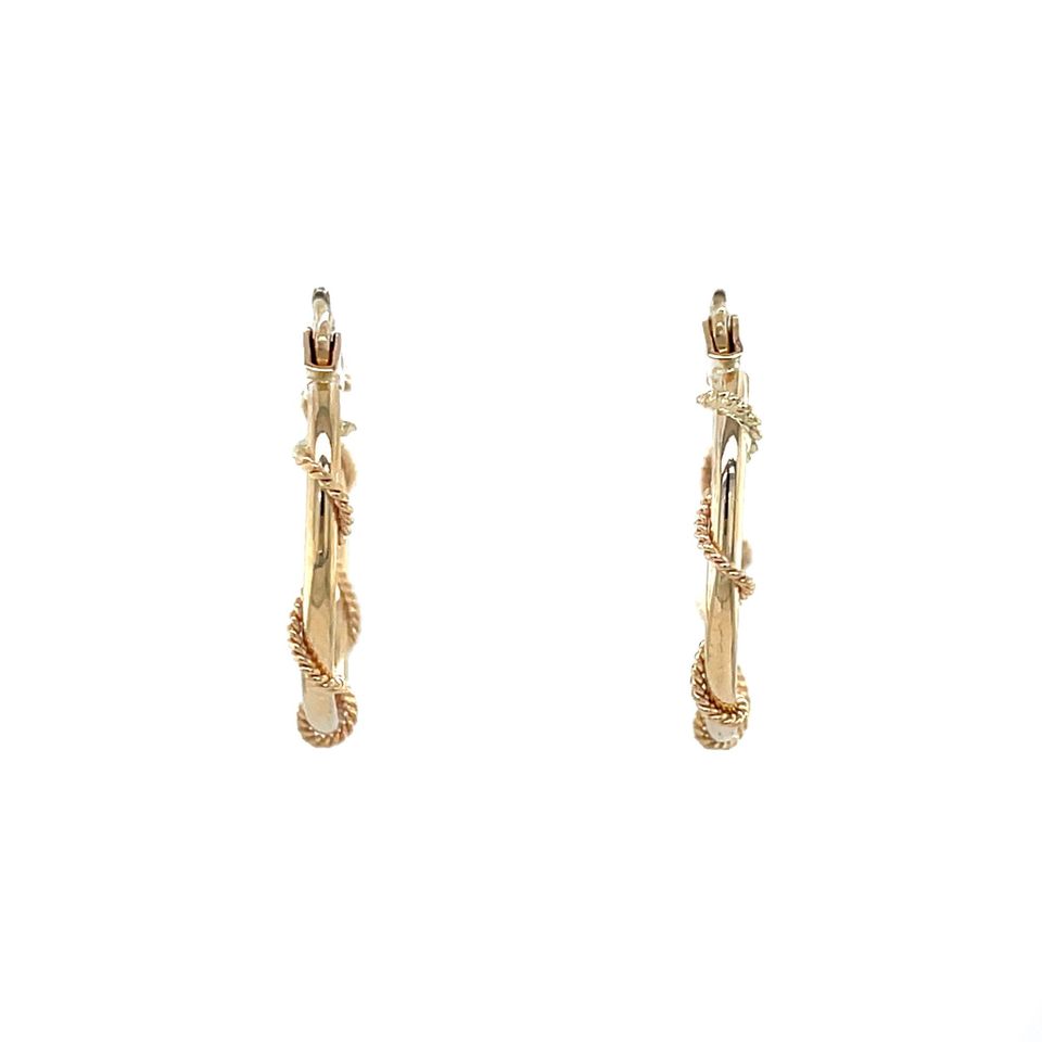 Vintage 14K Gold Fancy Hoop Earrings
