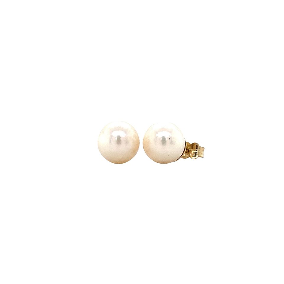 Vintage 14K Gold Stud Earrings with Pearl