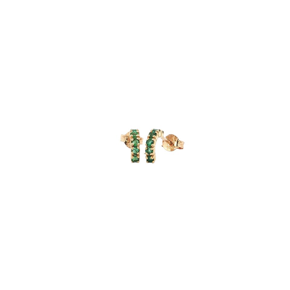 Vintage 14K Gold Stud Earrings with Emerald