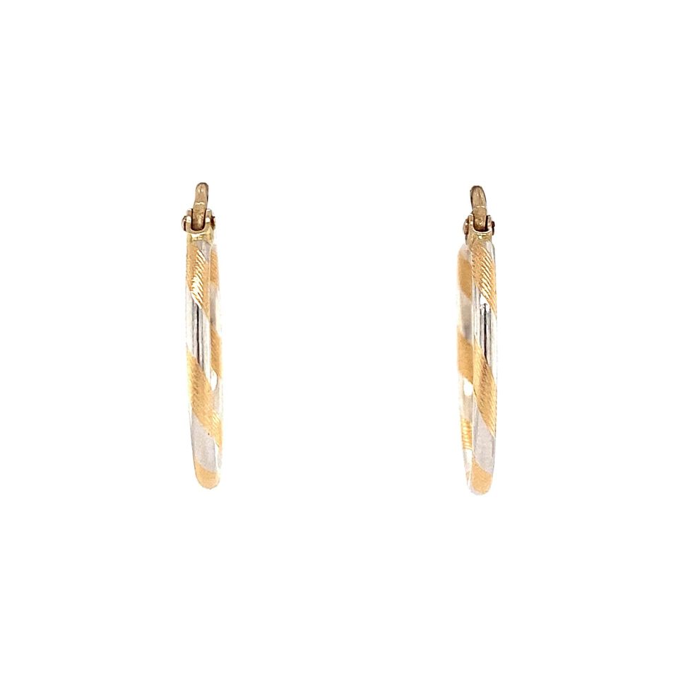 Vintage 14K Two Tone Gold Hoop Earrings