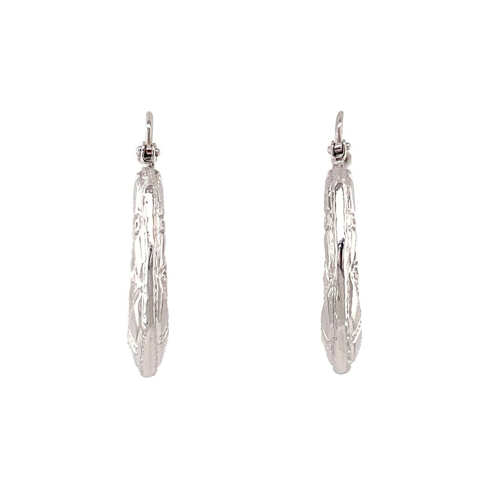 Vintage 14K White Gold Fancy Hoop Earrings
