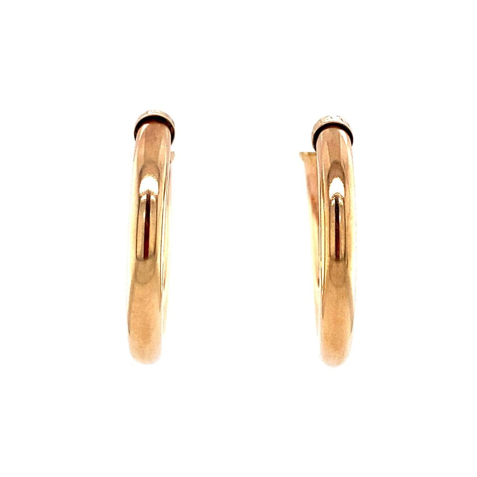 Vintage Smooth 9K Gold Hoop Earrings