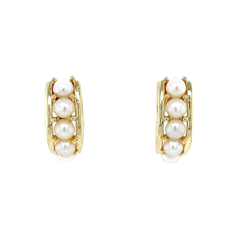 Vintage 14K Gold Stud Earrings with Pearl