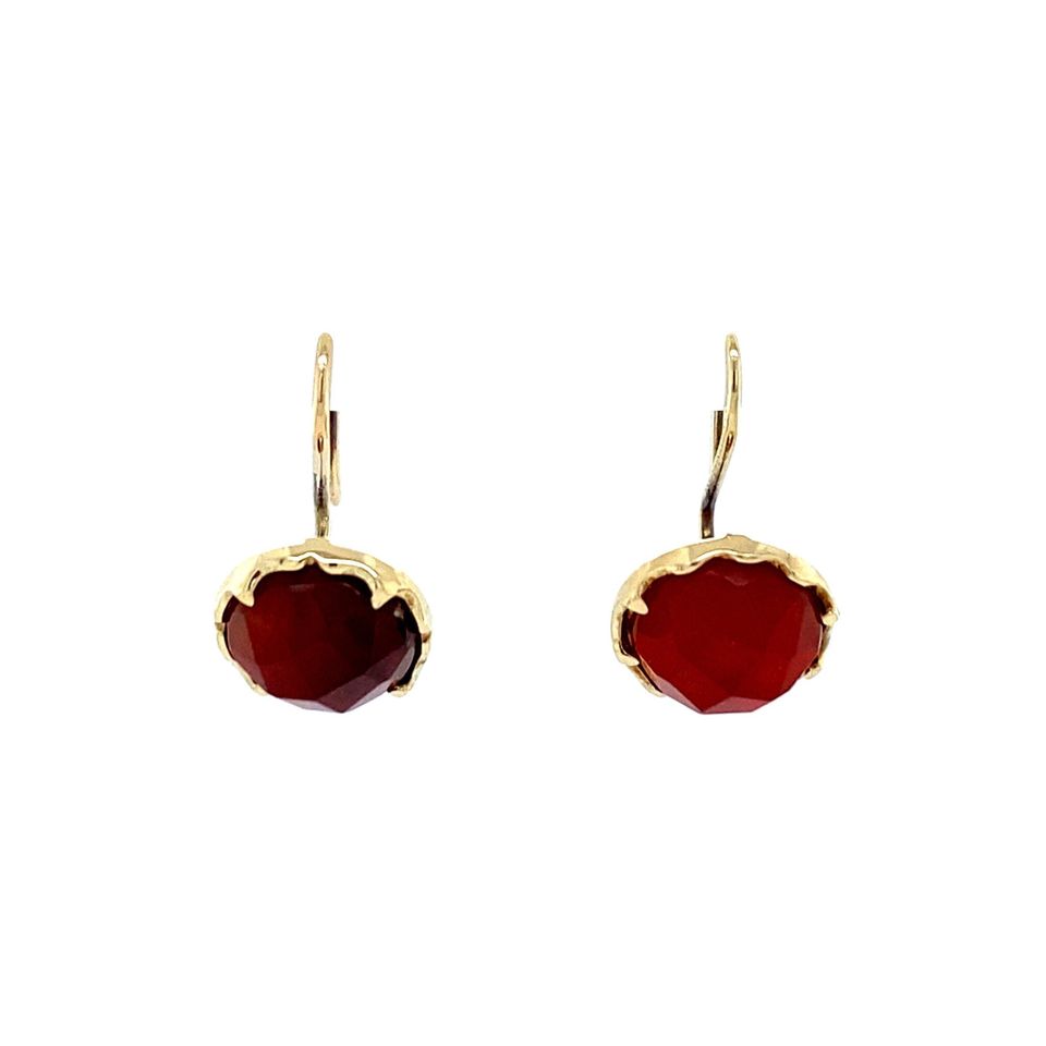 Vintage 14K Gold Drop Earrings with Carnelian