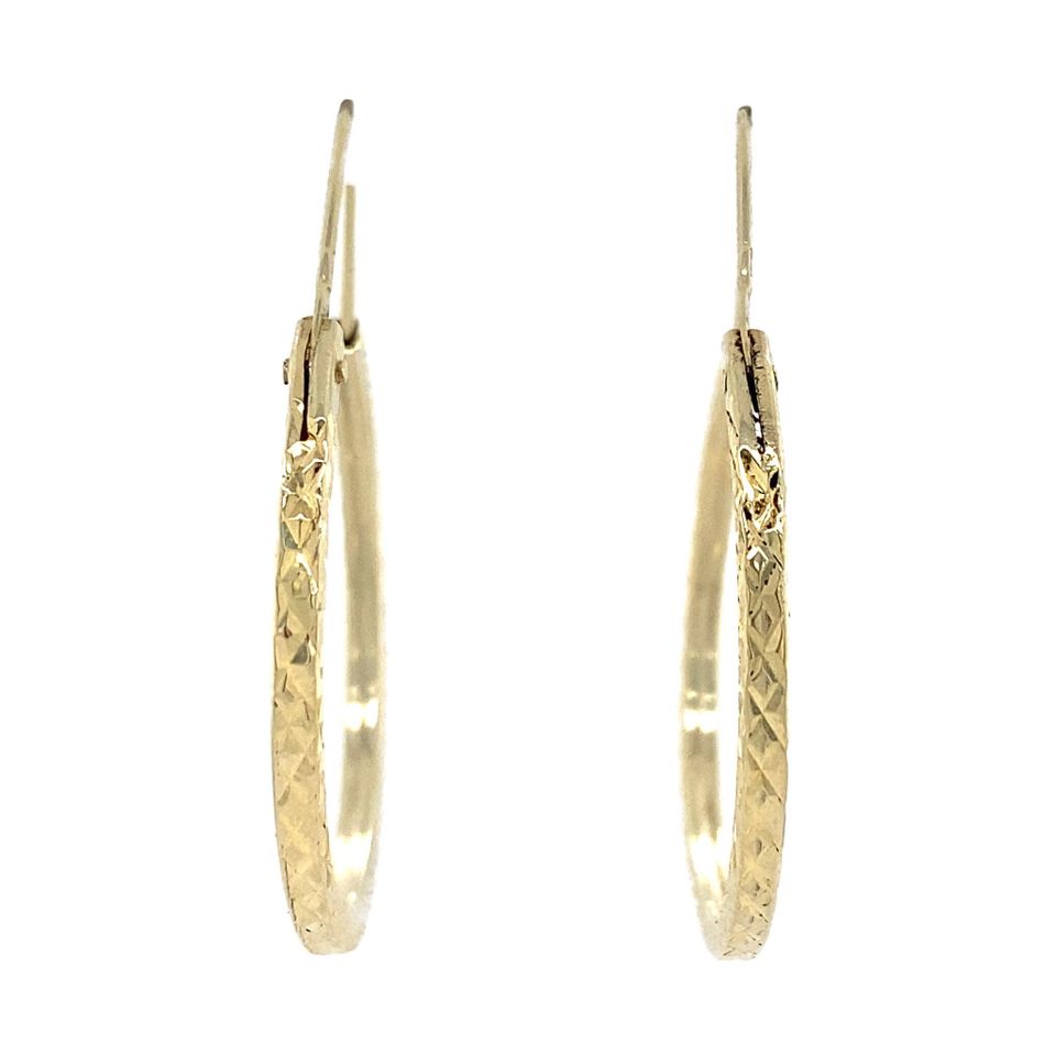 Vintage 14K Gold Fancy Hoop Earrings