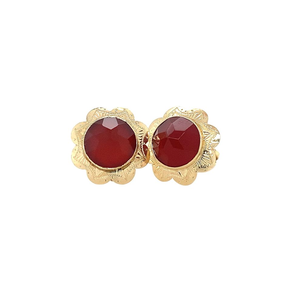 Vintage 14K Gold Stud Earrings with Carnelian