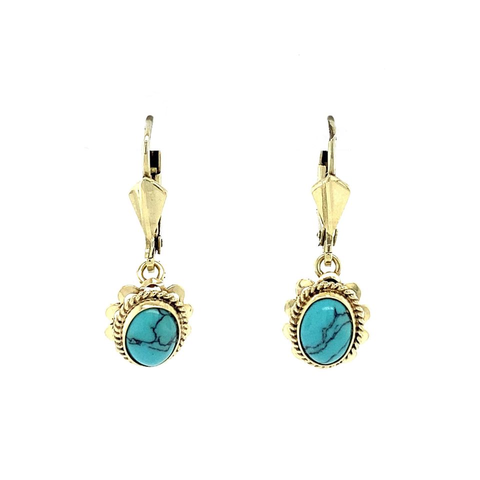 Vintage 14K Gold Drop Earrings with Turquoise