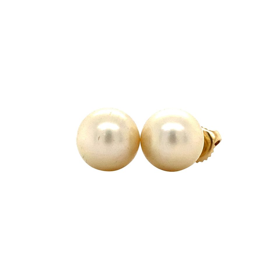 Vintage 14K Gold Stud Earrings with Pearl