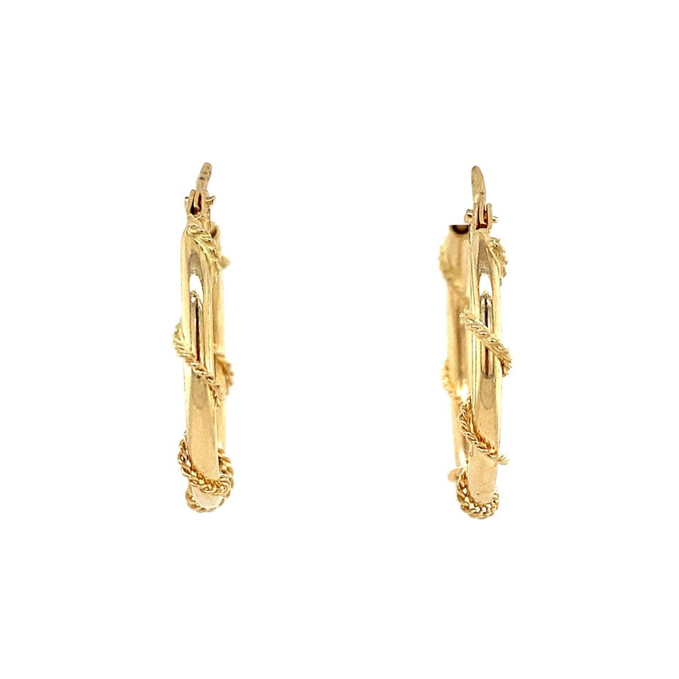 Vintage 14K Gold Fancy Hoop Earrings