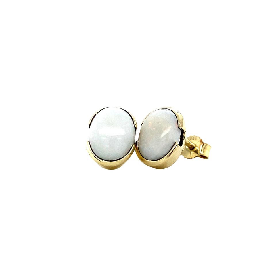 Vintage 14K Gold Stud Earrings with Opal