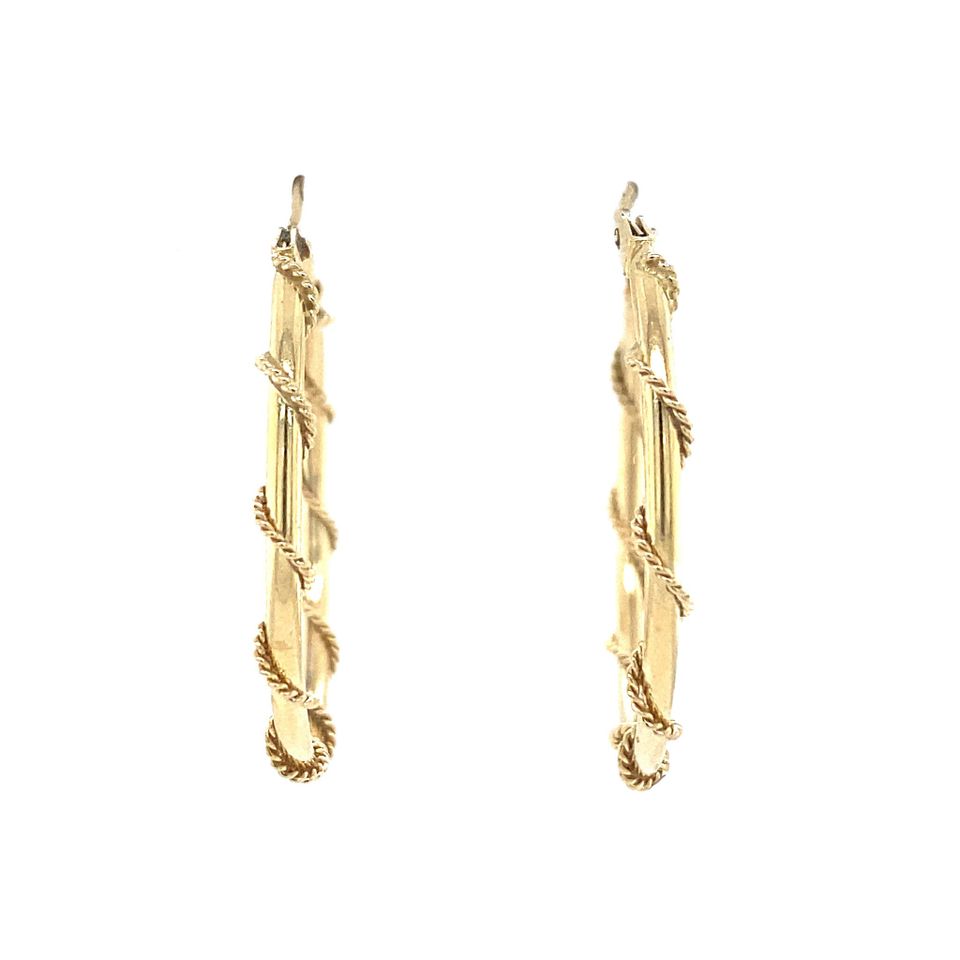 Vintage 14K Gold Fancy Hoop Earrings