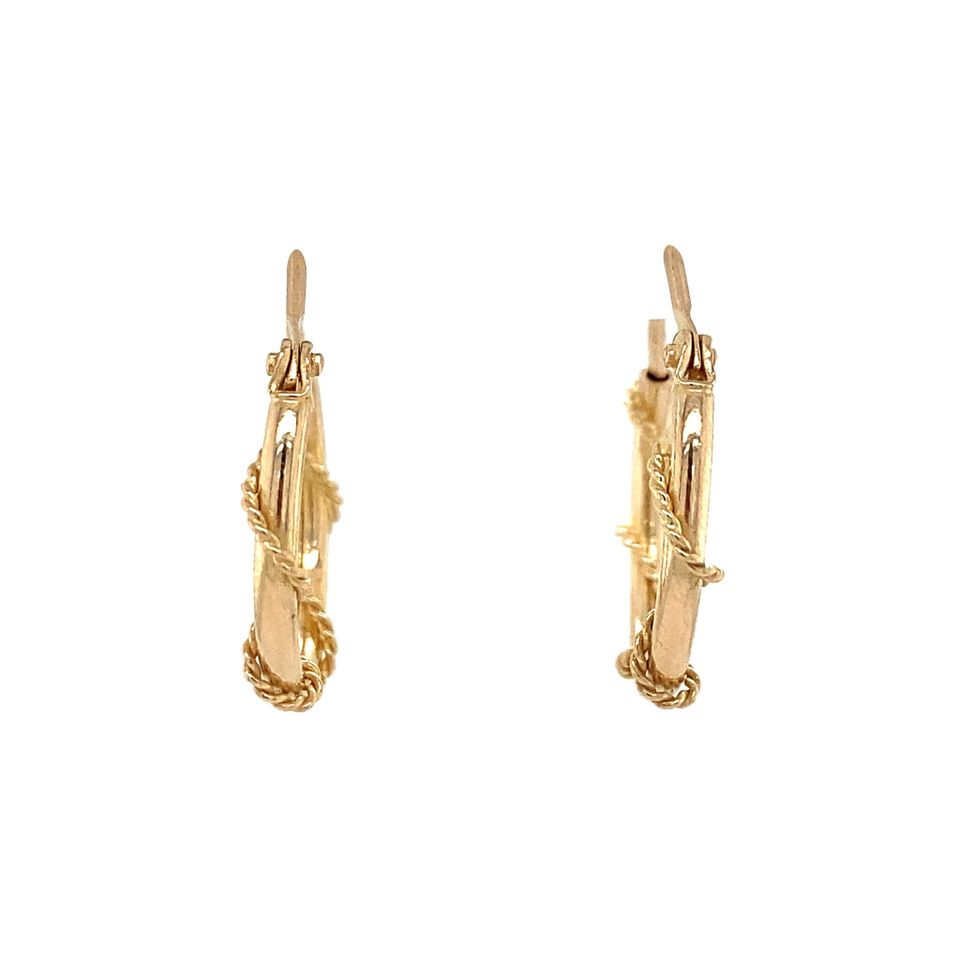 Vintage 14K Gold Fancy Hoop Earrings