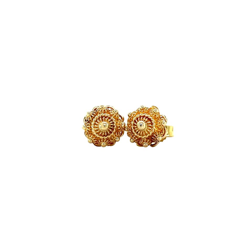 Vintage 14K Gold Zeeland Button Stud Earrings