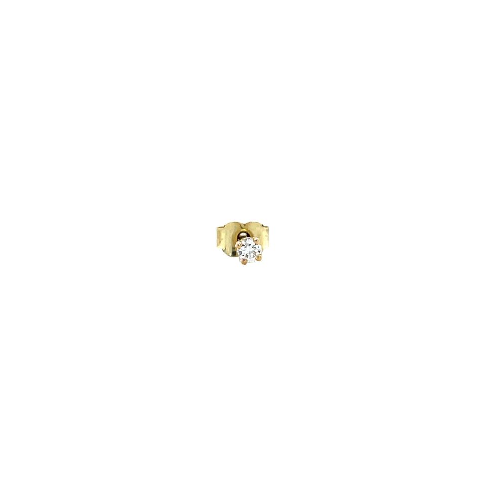 Vintage 14K Gold Solitaire Stud Earring with Diamond