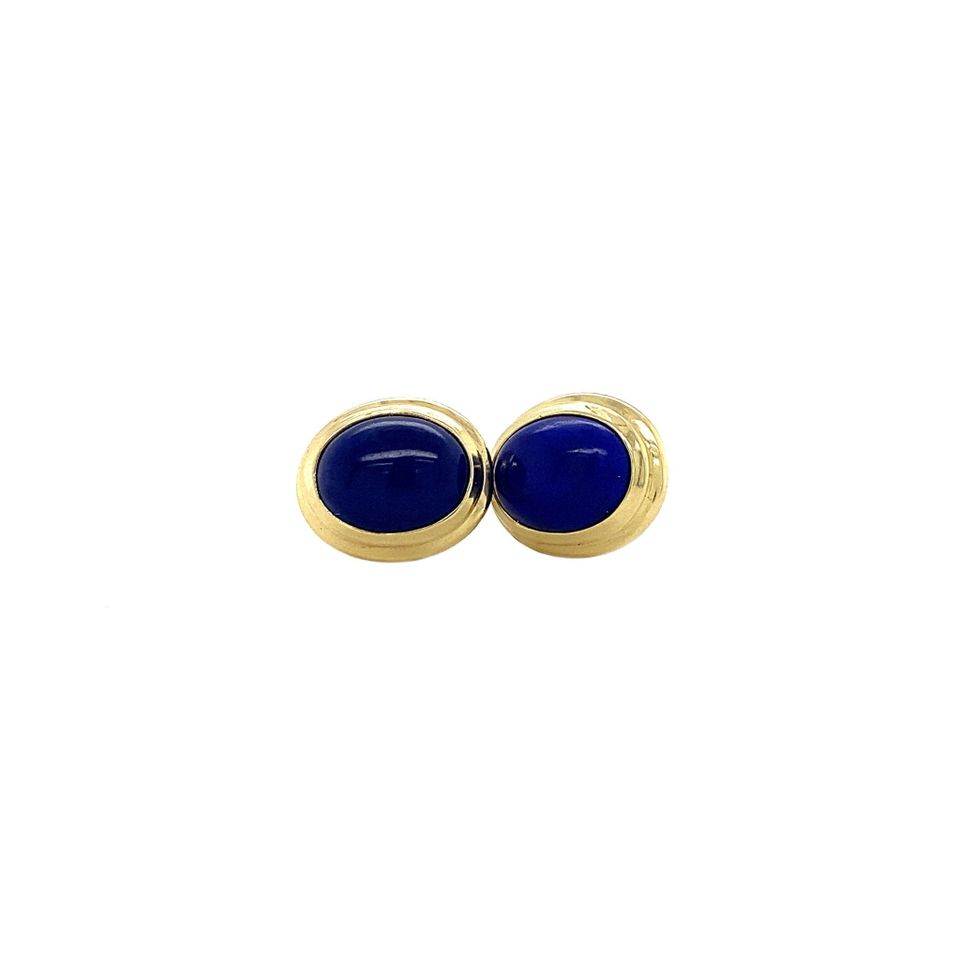 Vintage 14K Gold Stud Earrings with Lapis Lazuli