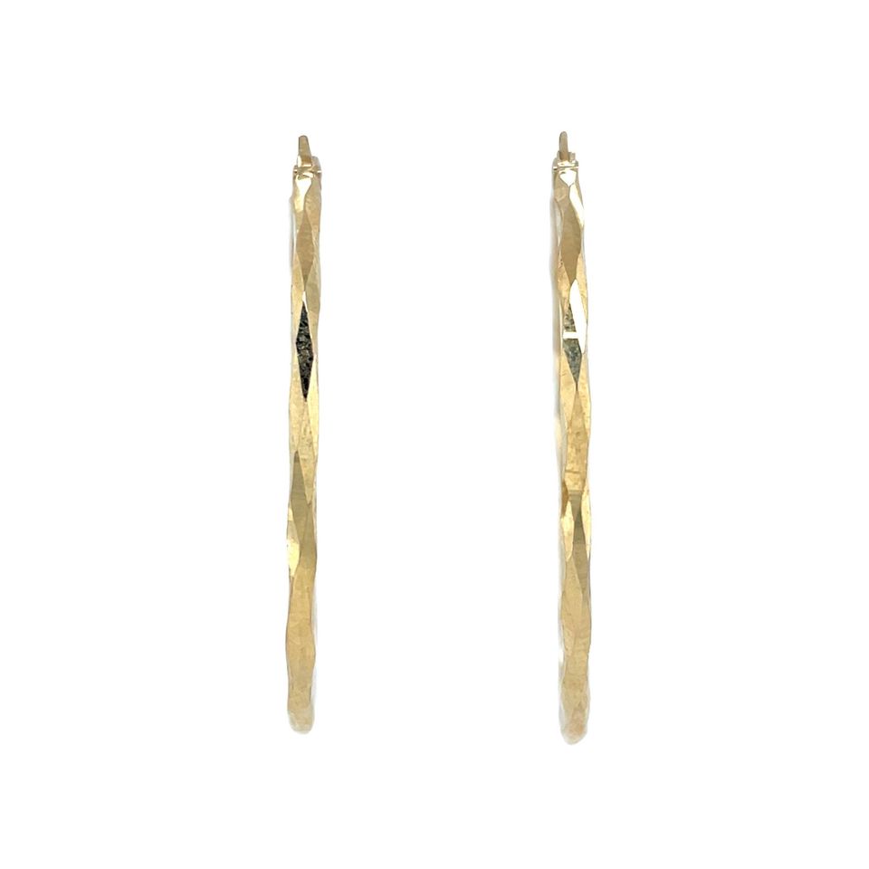 Vintage Fancy 9K Gold Hoop Earrings