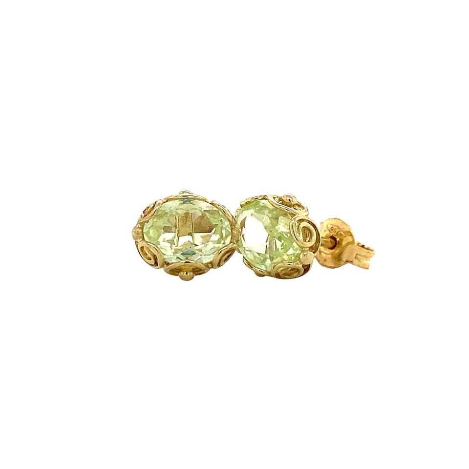 Vintage 14K Gold Stud Earrings with Yellow Spinel