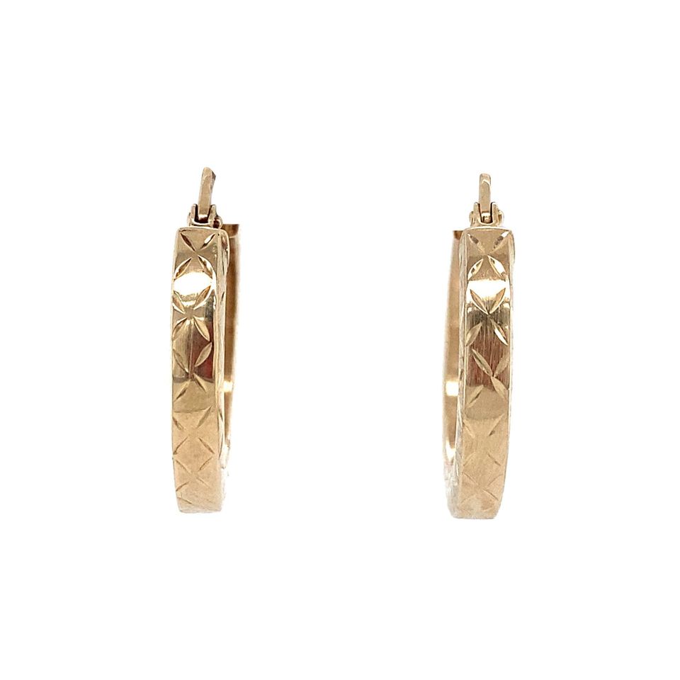 Vintage 14K Gold Fancy Hoop Earrings