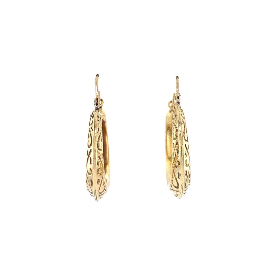 Vintage 14K Gold Hoop Earrings with Engraving