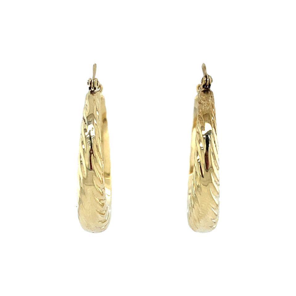 Vintage 14K Gold Fancy Hoop Earrings