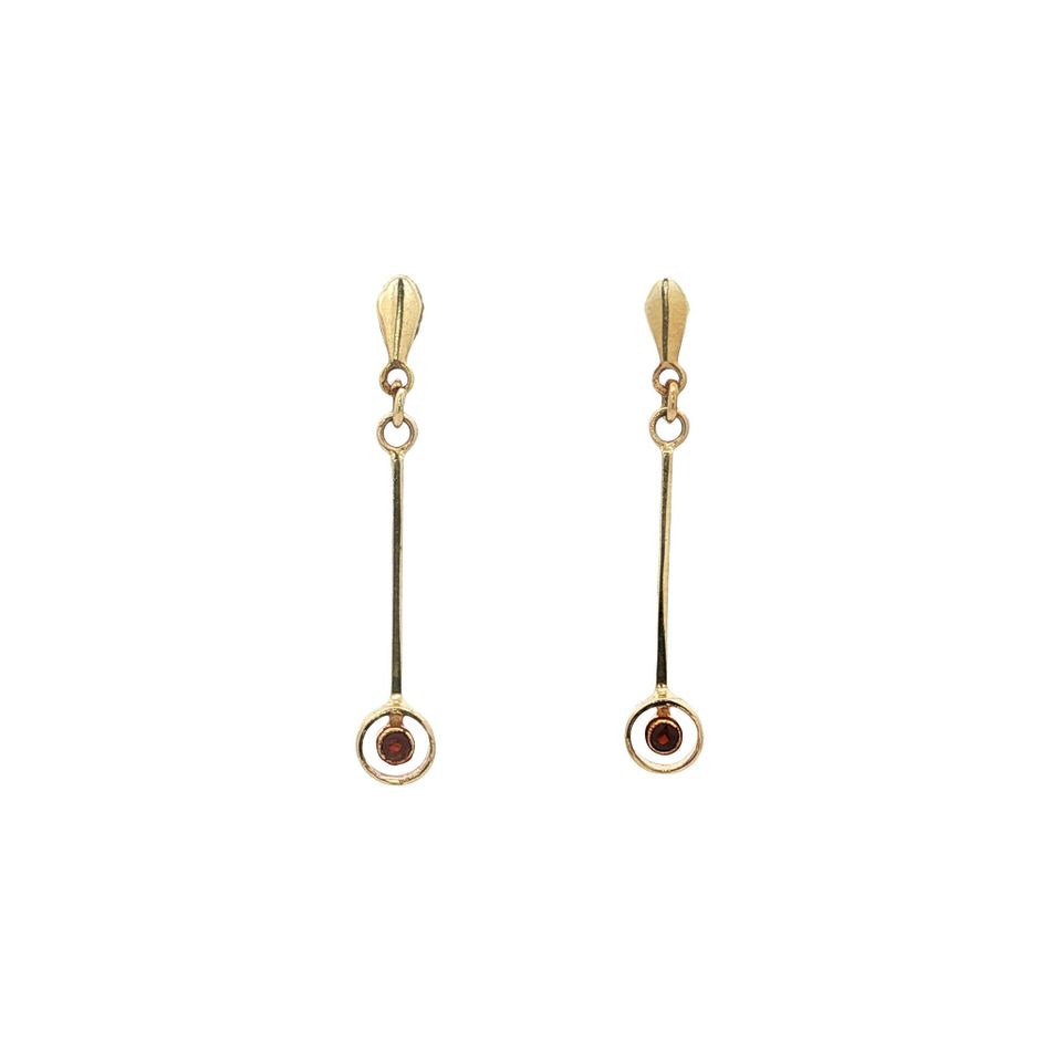 Vintage 14K Gold Stud Earrings with Garnet