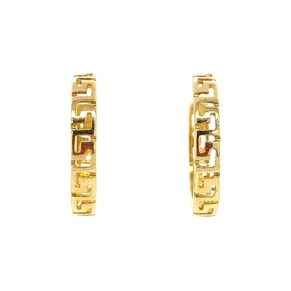 Vintage 14K Gold Meander Hoop Earrings