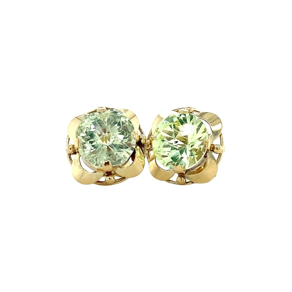 Vintage 14K Gold Stud Earrings with Spinel