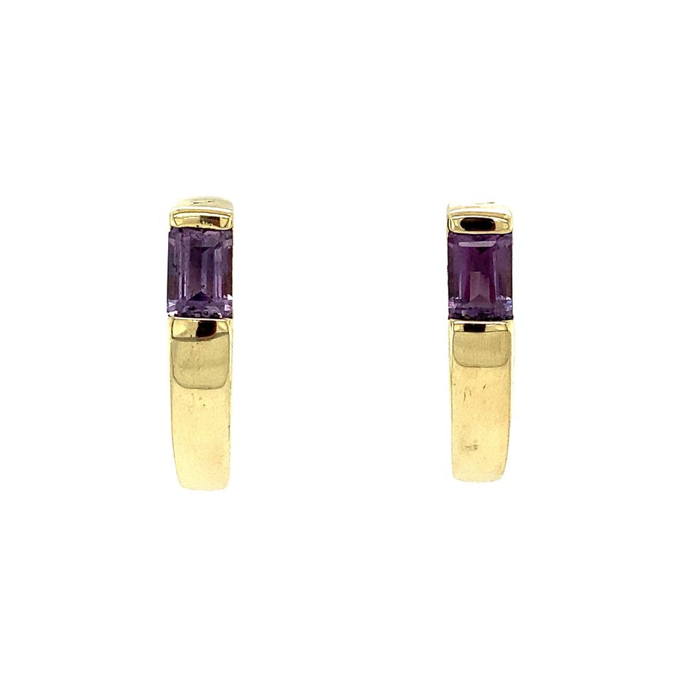 Vintage 14K Gold Drop Earrings with Amethyst