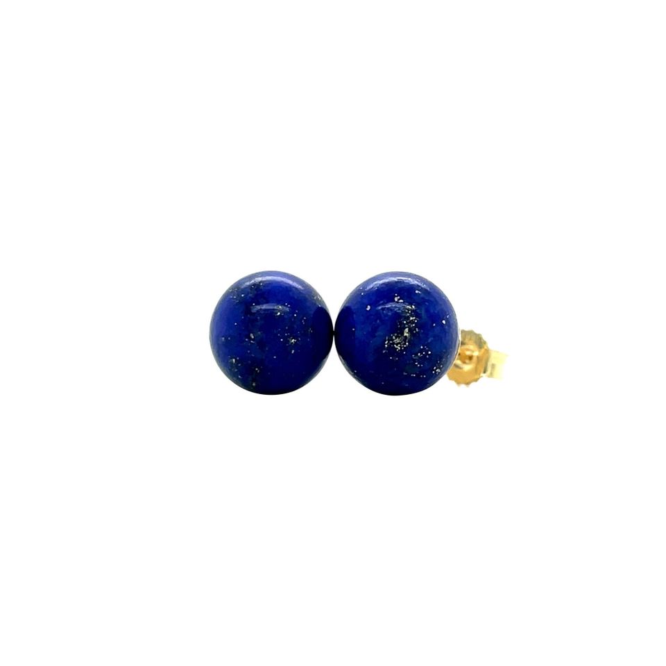 Vintage 9K Gold Stud Earrings with Lapis Lazuli