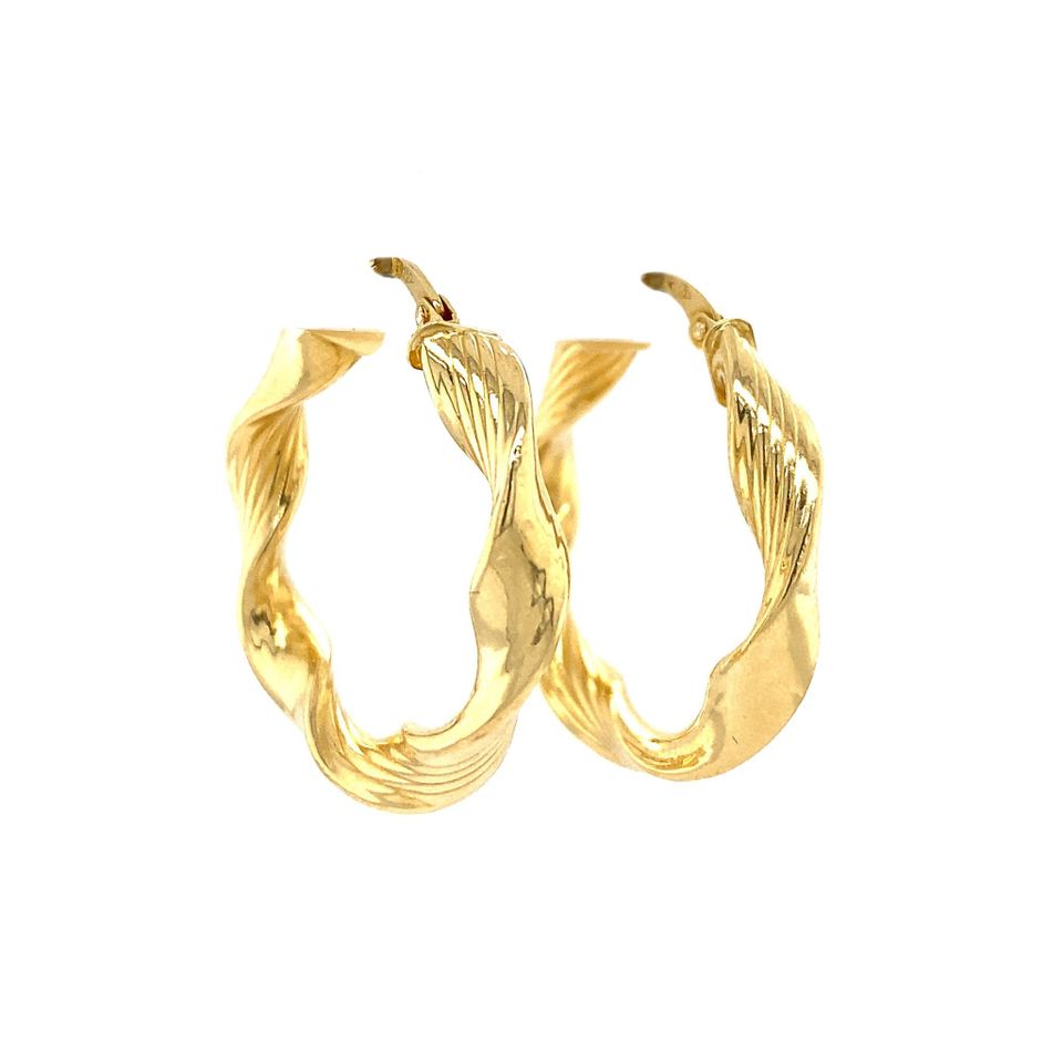 Vintage 18K Gold Fancy Hoop Earrings