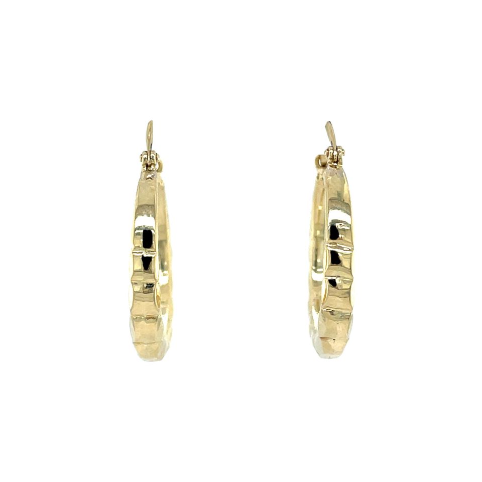 Vintage 14K Gold Fancy Hoop Earrings