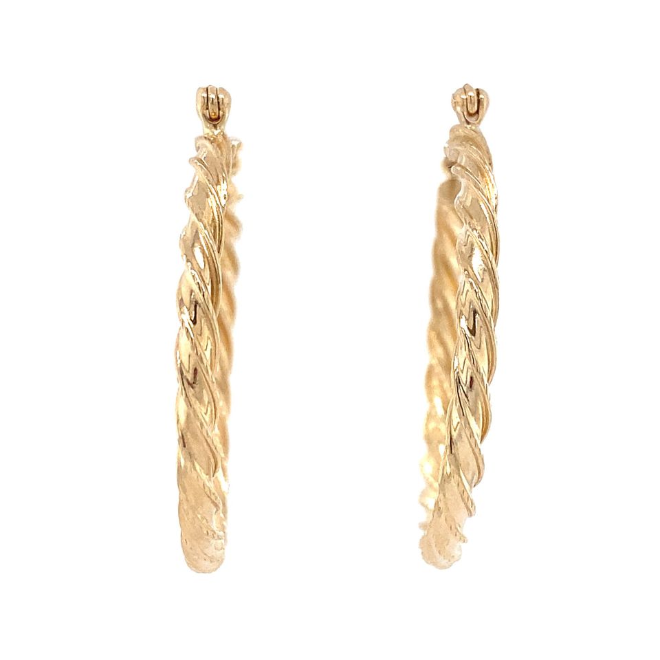 Vintage 14K Gold Twisted Hoop Earrings