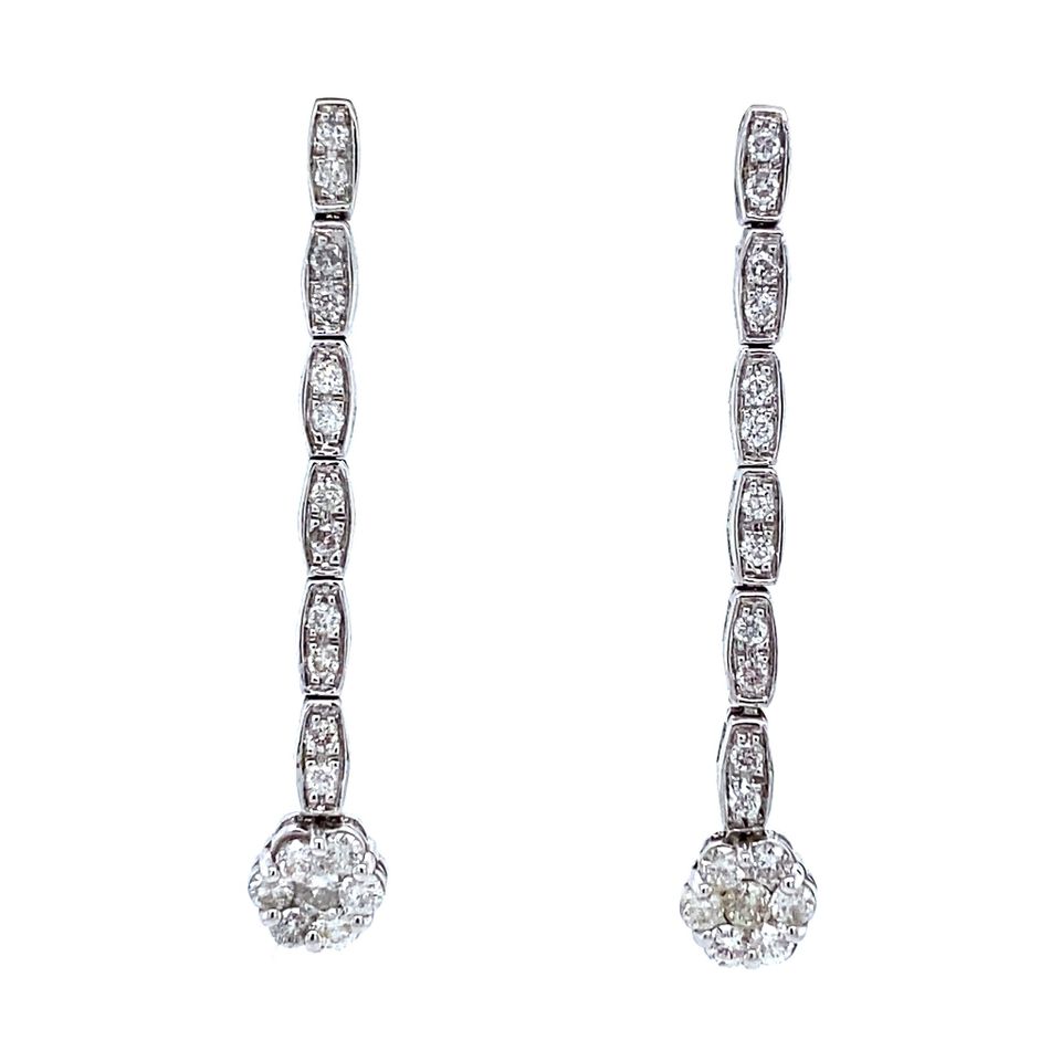 Vintage 18K White Gold Drop Earrings with Diamond
