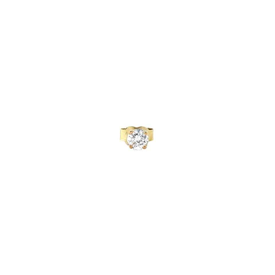 Vintage 14K Gold Solitaire Stud Earring with Diamond