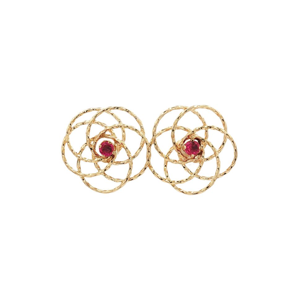 Vintage 14K Gold Stud Earrings with Ruby