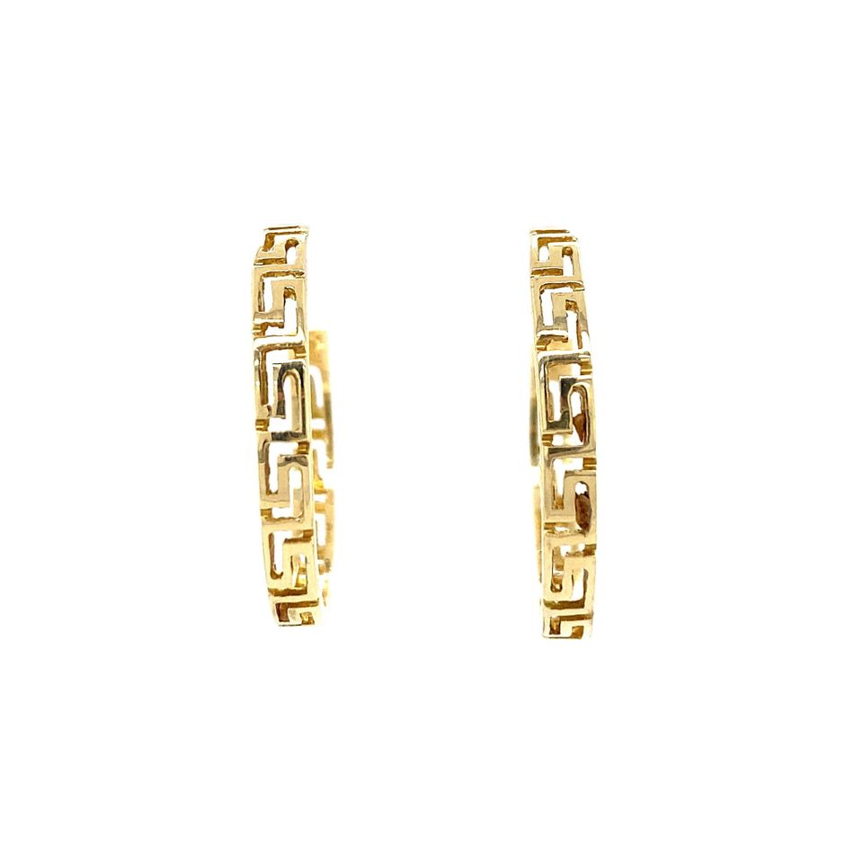 Vintage 12K Gold Meander Hoop Earrings