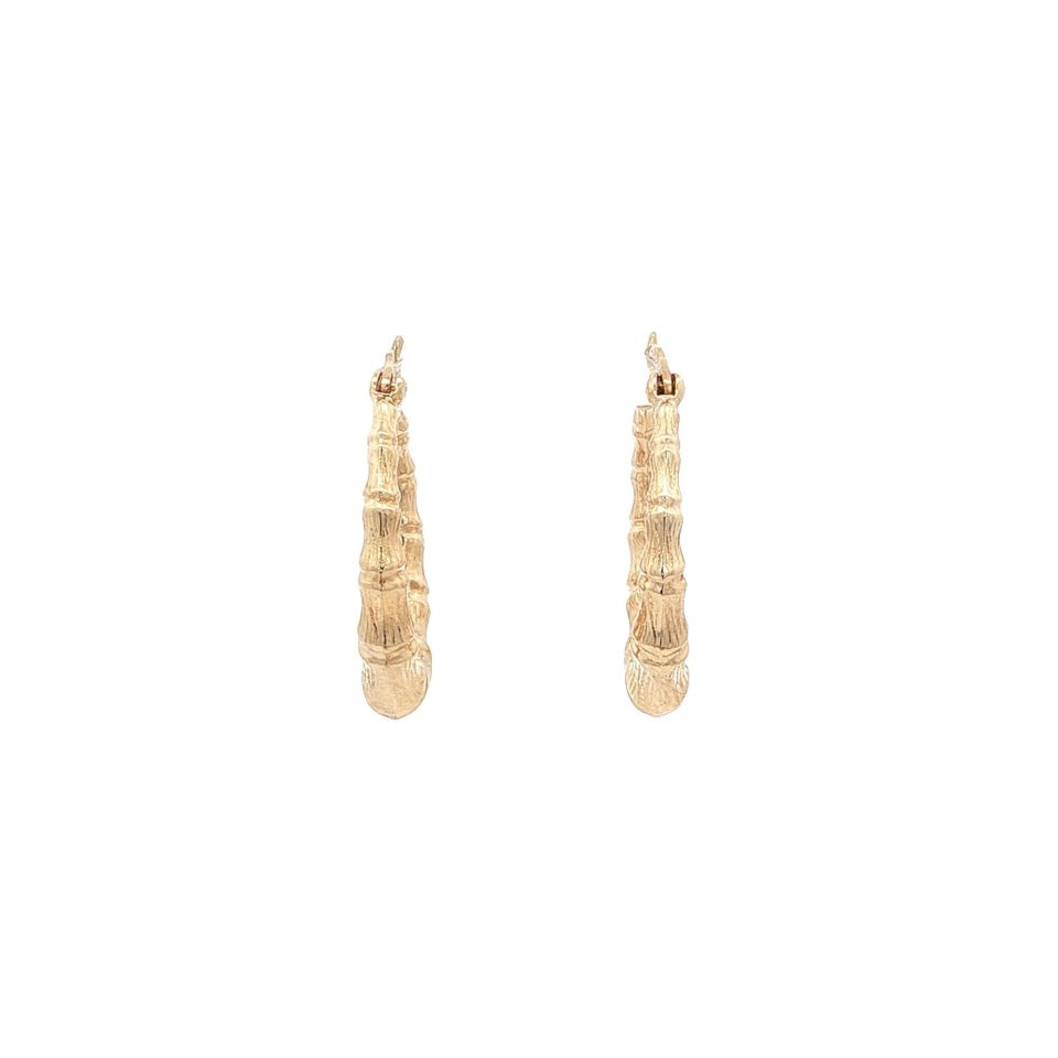 Vintage 14K Gold Bamboo Hoop Earrings