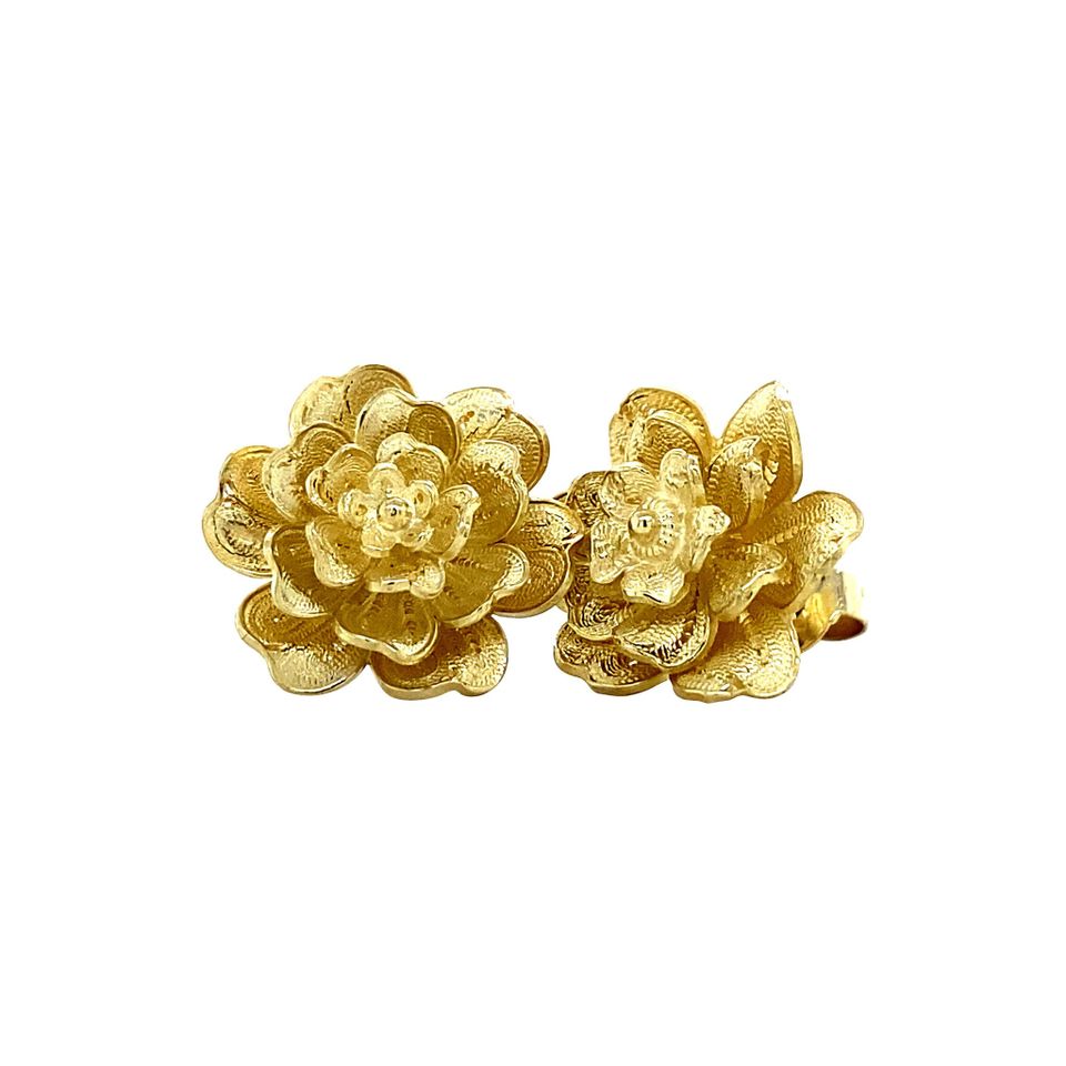Vintage 14K Gold Stud Earrings Flower