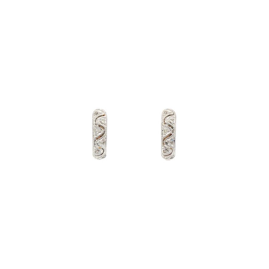 Vintage 14K White Gold Hoop Earrings with Diamond