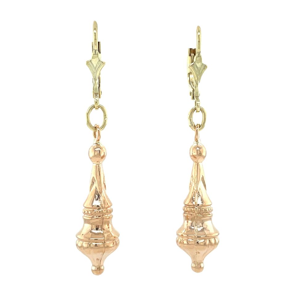 Vintage 14K Two Tone Gold Drop Earrings
